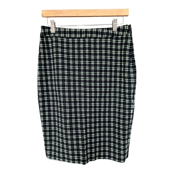 The LIMITED Women's Green & White Criss Cross Pattern Pencil Skirt Size 8 - Picture 1 of 7
